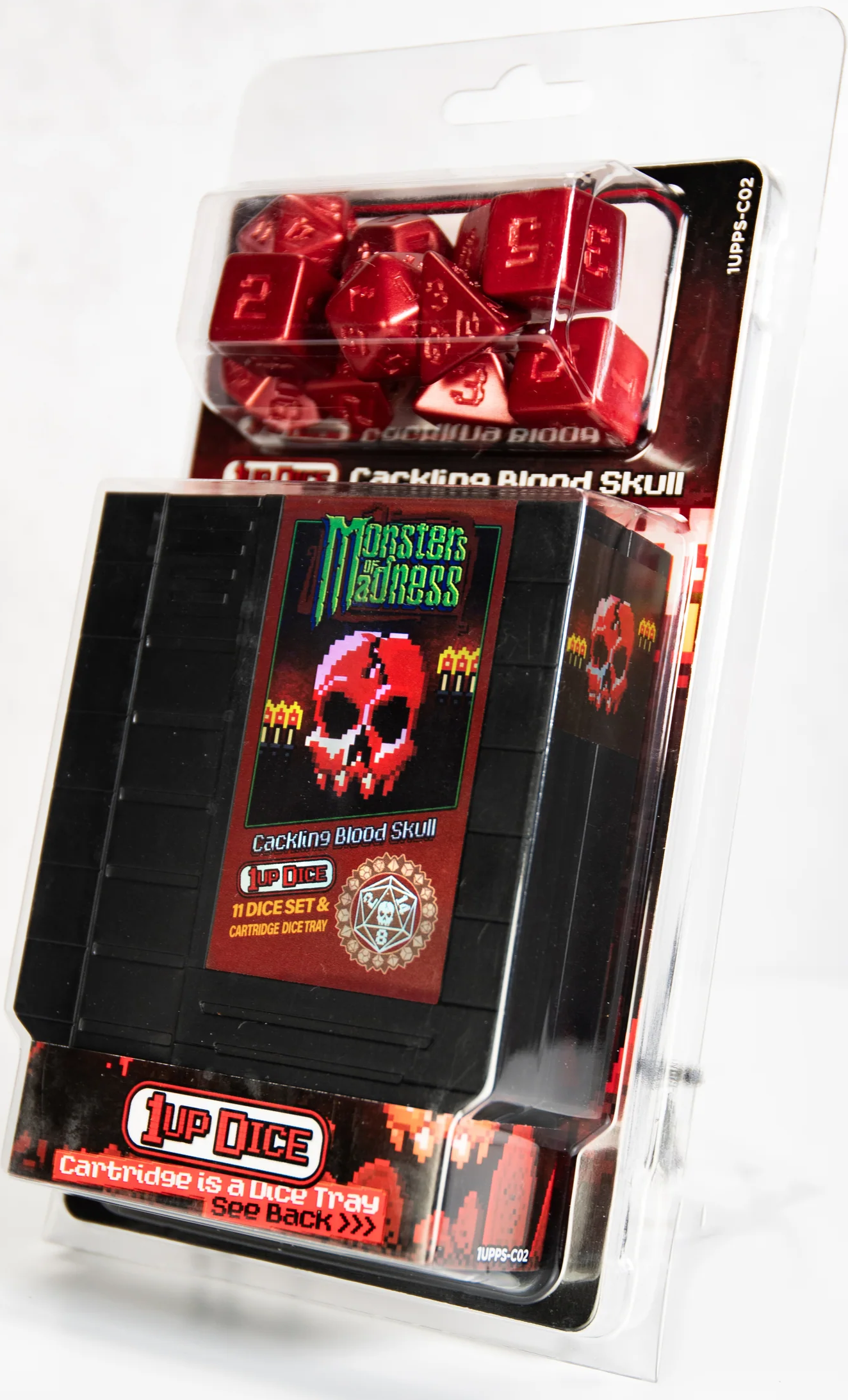 1UP Dice: Cackling Blood Skull - Polyhedral Dice Set (11ct)