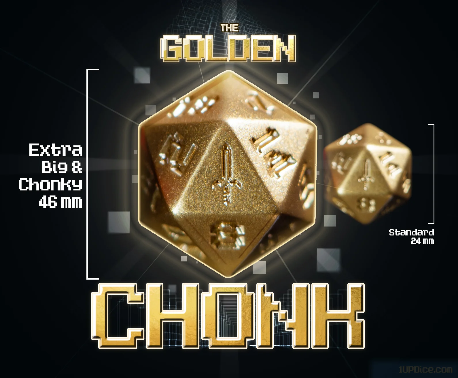 1UP Dice: Golden Chonk D20