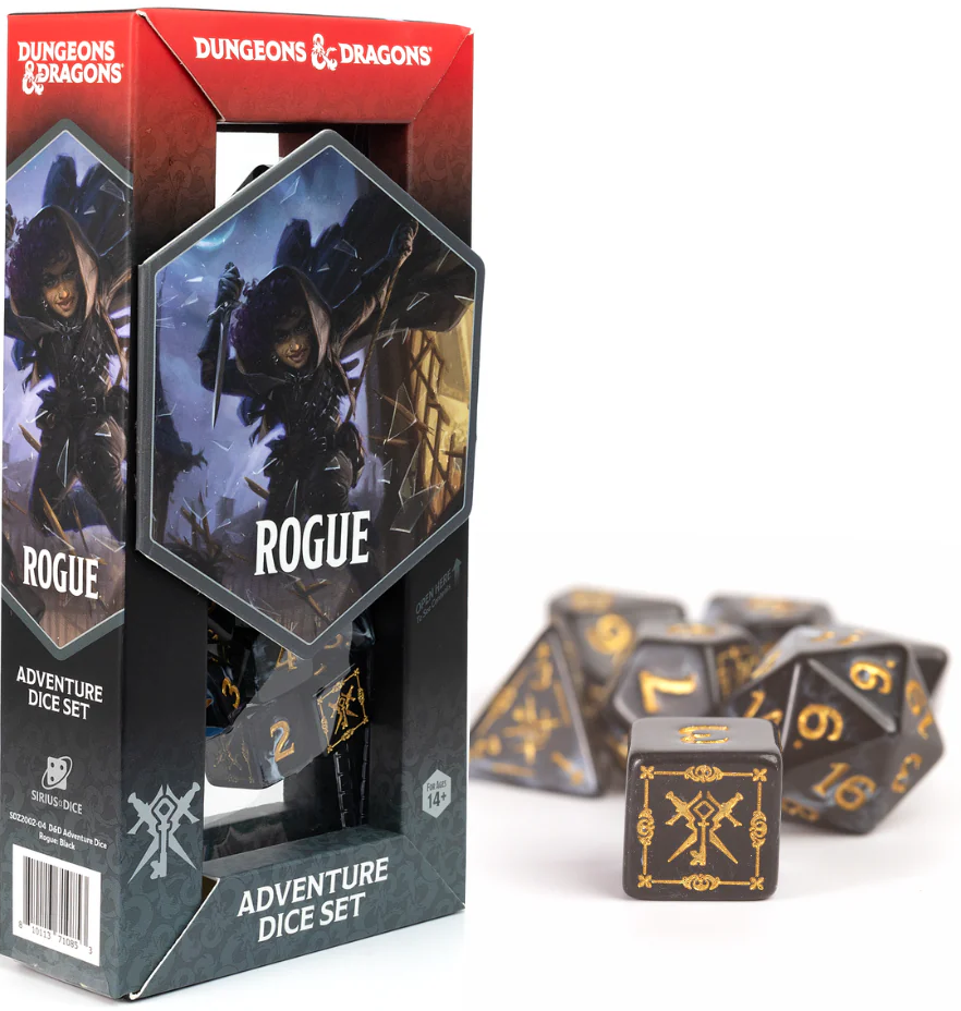 Sirius Dice: Adventure Dice Set - D&D Rogue: Black