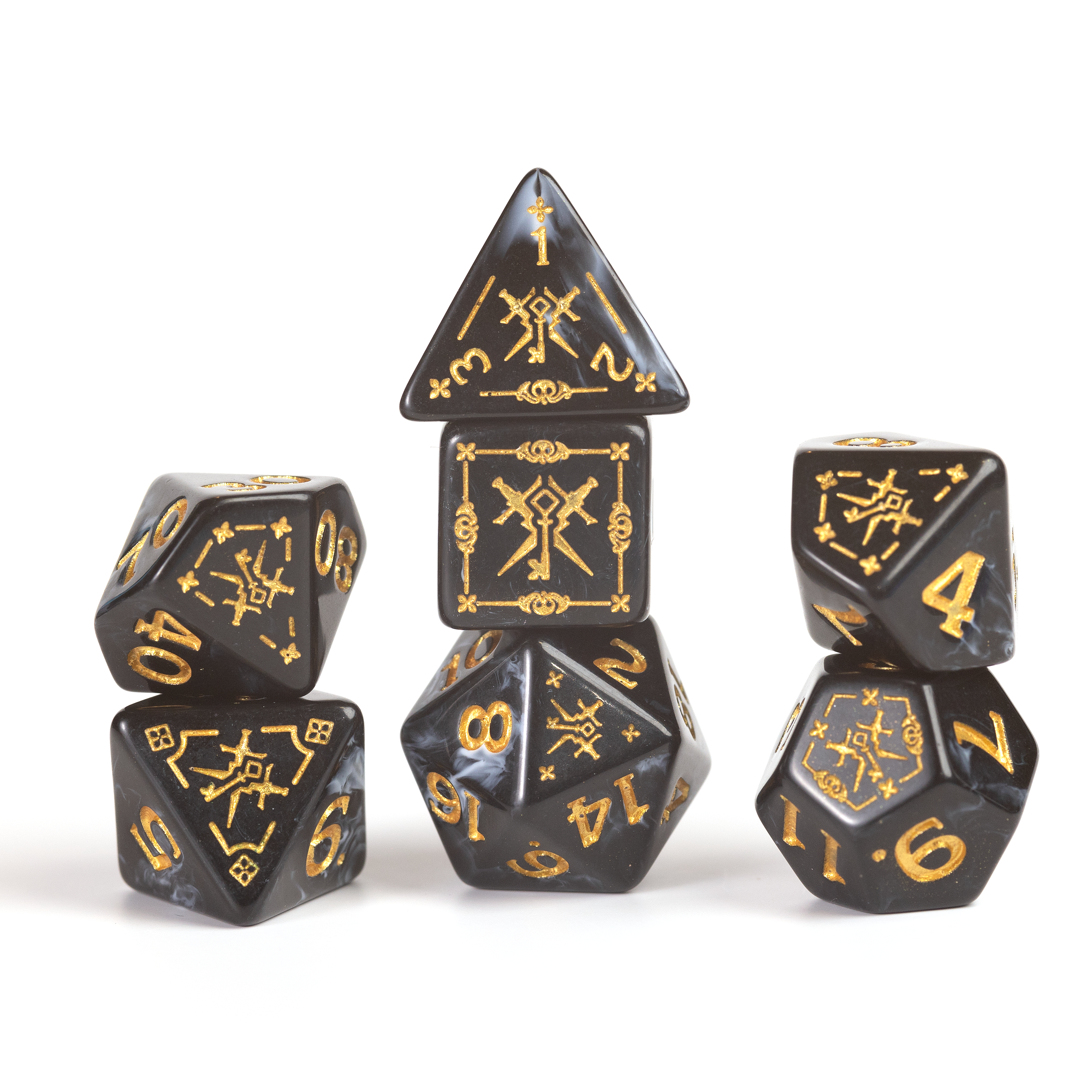 Sirius Dice: Adventure Dice Set - D&D Rogue: Black