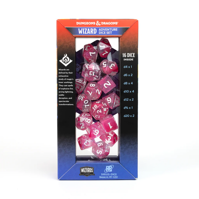 Sirius Dice: Adventure Dice Set - D&D Wizard: Fuchsia