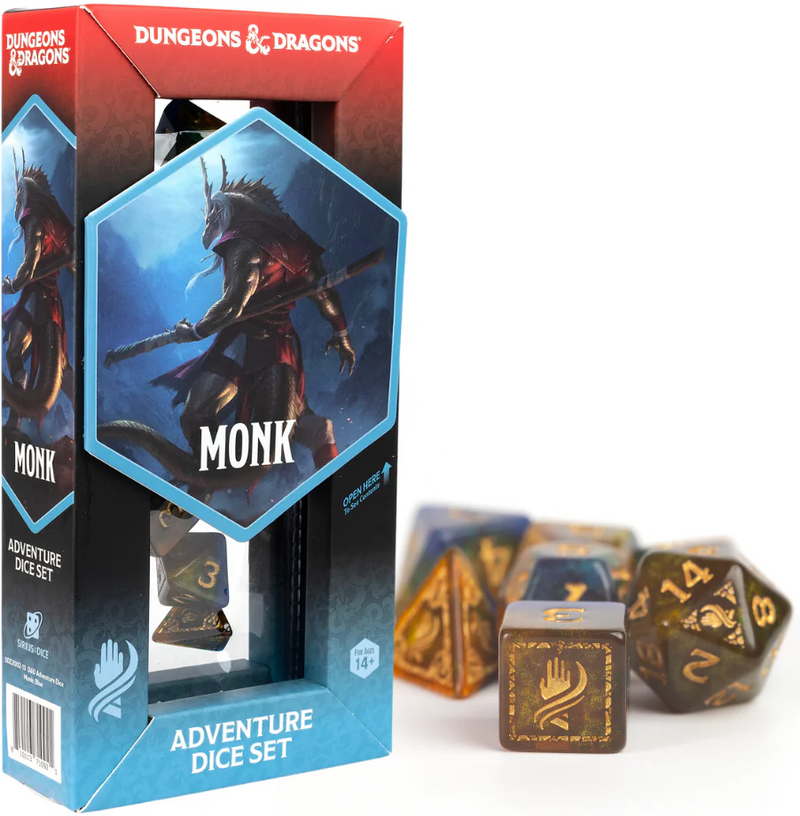 Sirius Dice: Adventure Dice Set - D&D Monk: Blue/Gold