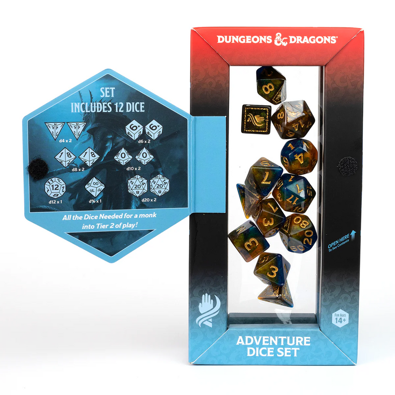 Sirius Dice: Adventure Dice Set - D&D Monk: Blue/Gold