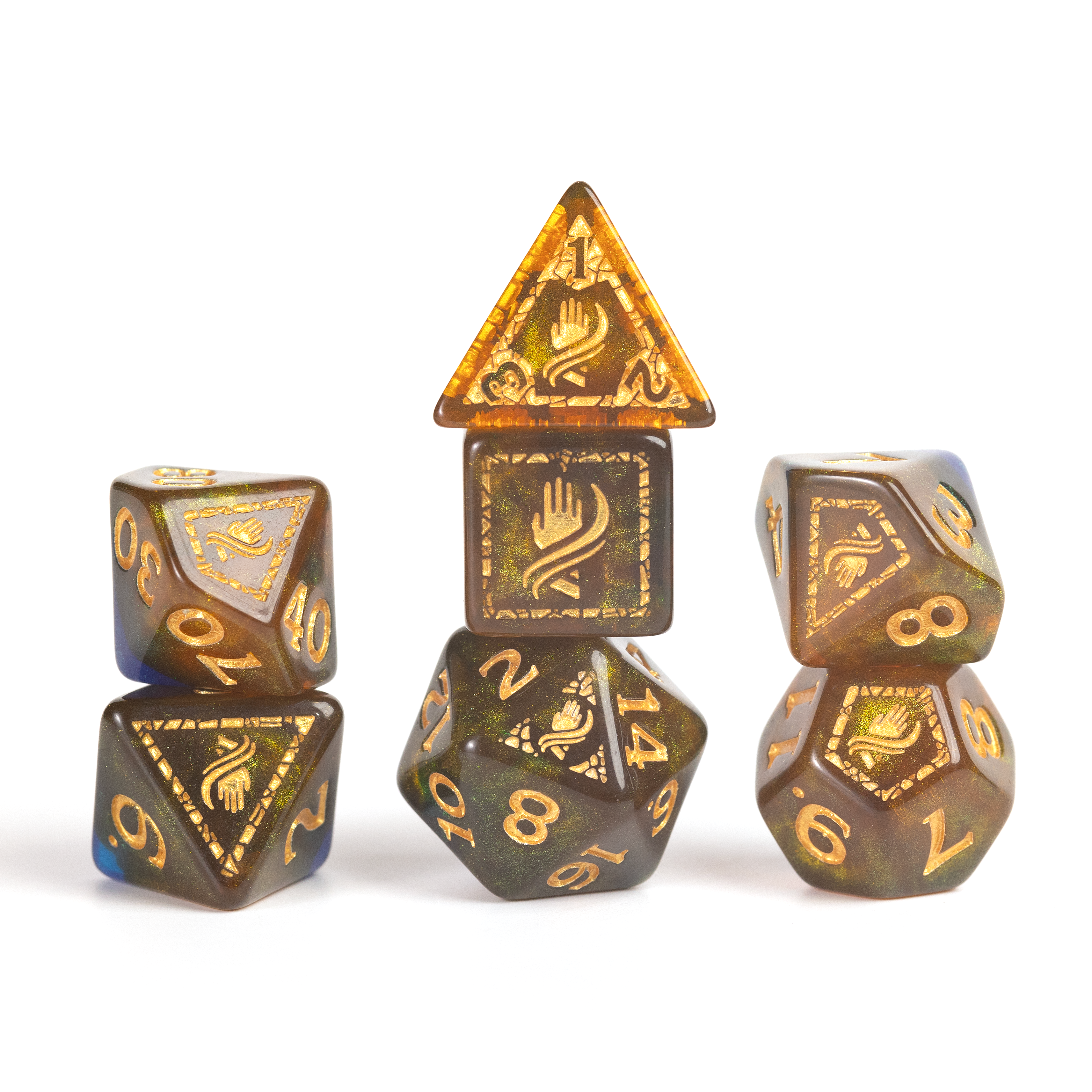 Sirius Dice: Adventure Dice Set - D&D Monk: Blue/Gold