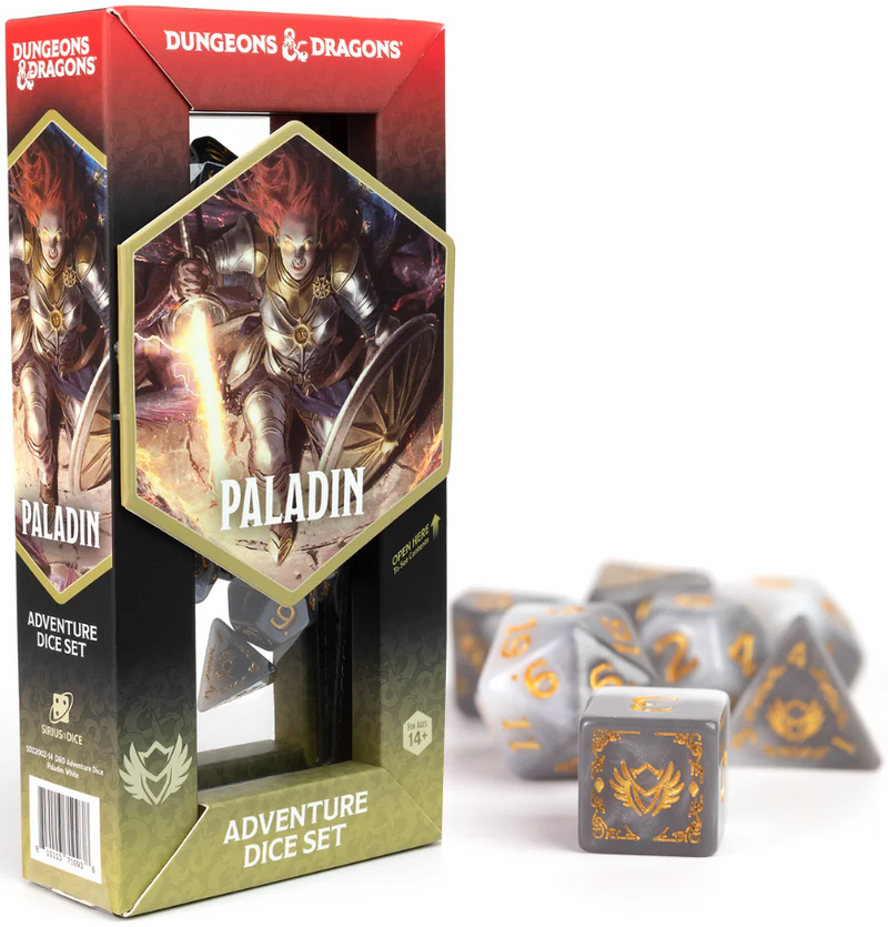 Sirius Dice: Adventure Dice Set - D&D Paladin: White/Grey