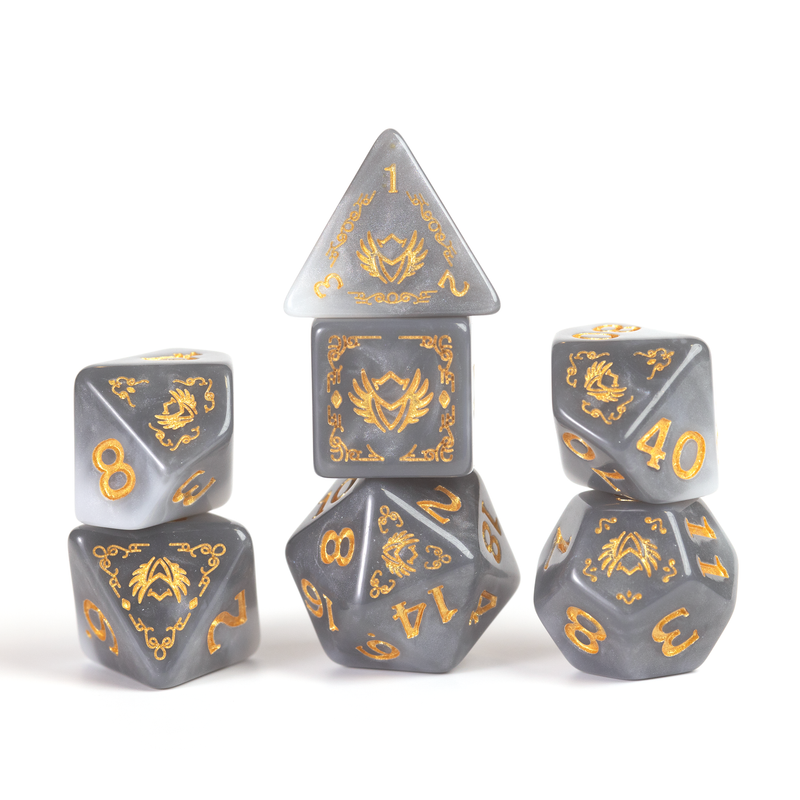 Sirius Dice: Adventure Dice Set - D&D Paladin: White/Grey