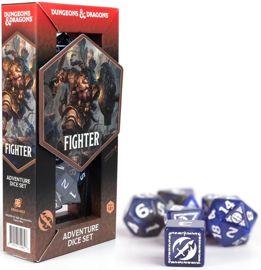 Sirius Dice: Adventure Dice Set - D&D Fighter: Blue