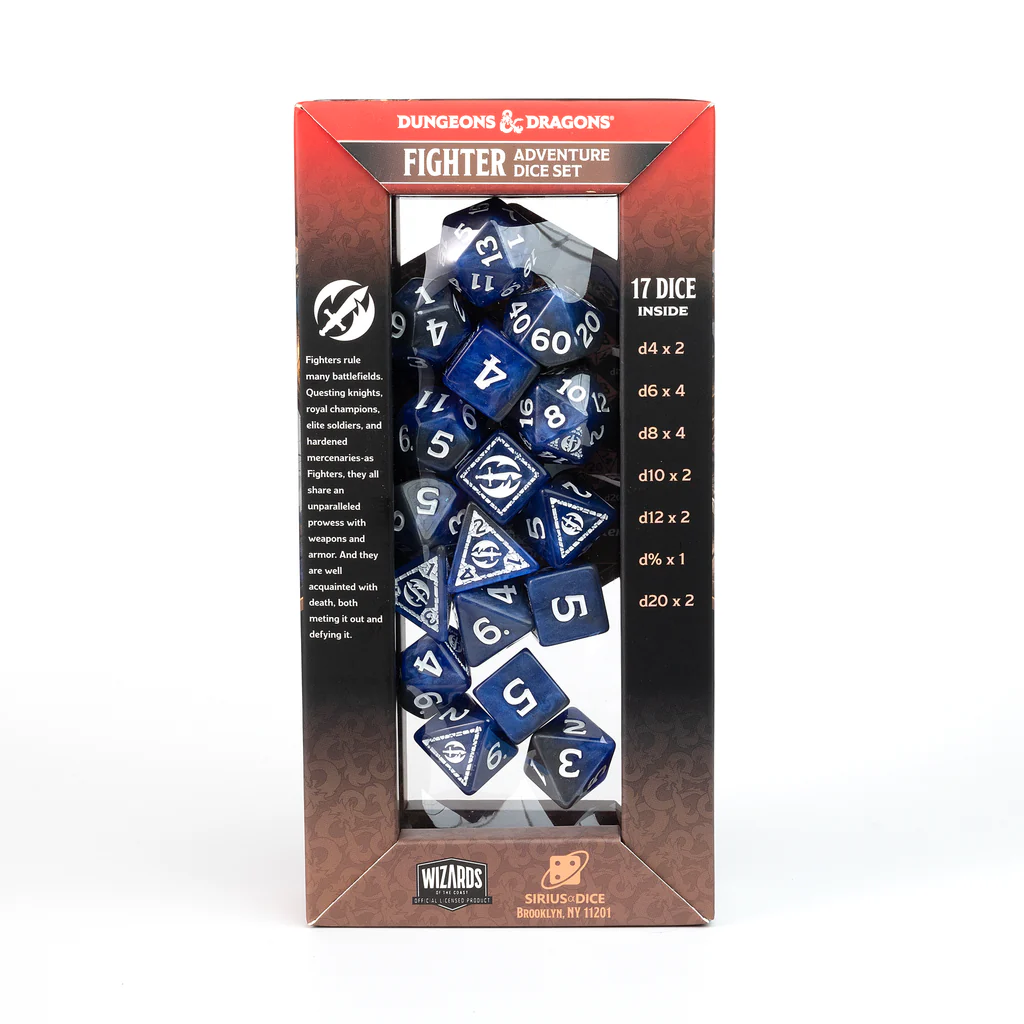 Sirius Dice: Adventure Dice Set - D&D Fighter: Blue