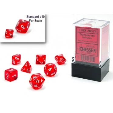 Chessex Mini Dice Set of 7: Translucent - Red w/ White - CHX 20374