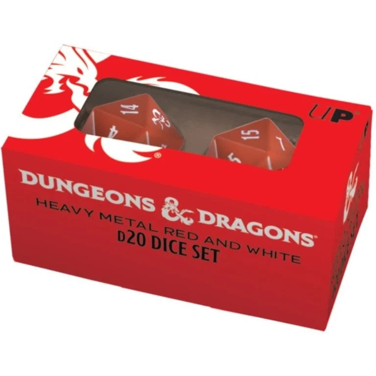 Ultra PRO: Heavy Metal Dice - Dungeons & Dragons (2ct D20 / Red and White)